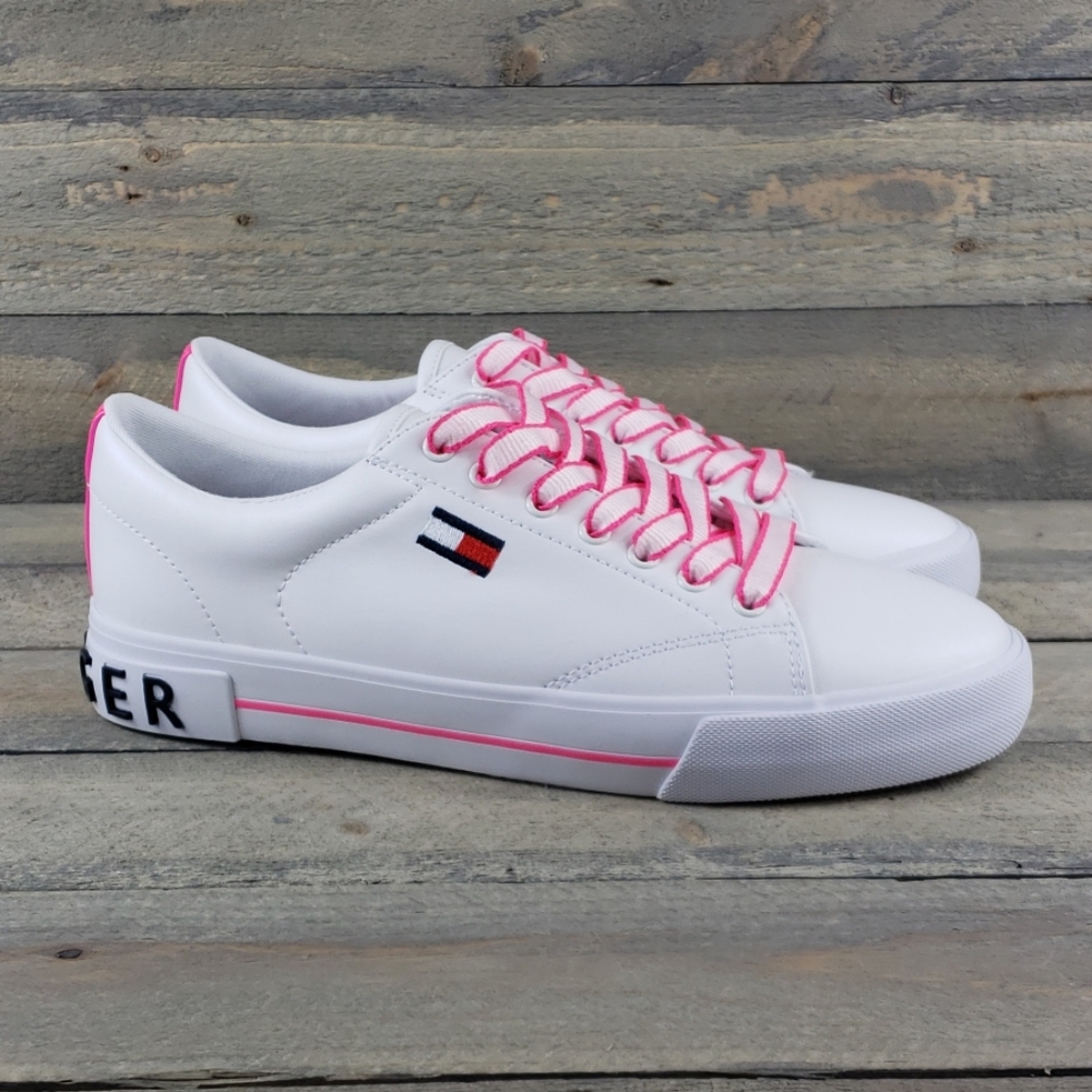 Tommy Hilfiger Women's White/Fuschia Sneakers NEW - Picture 4 of 11